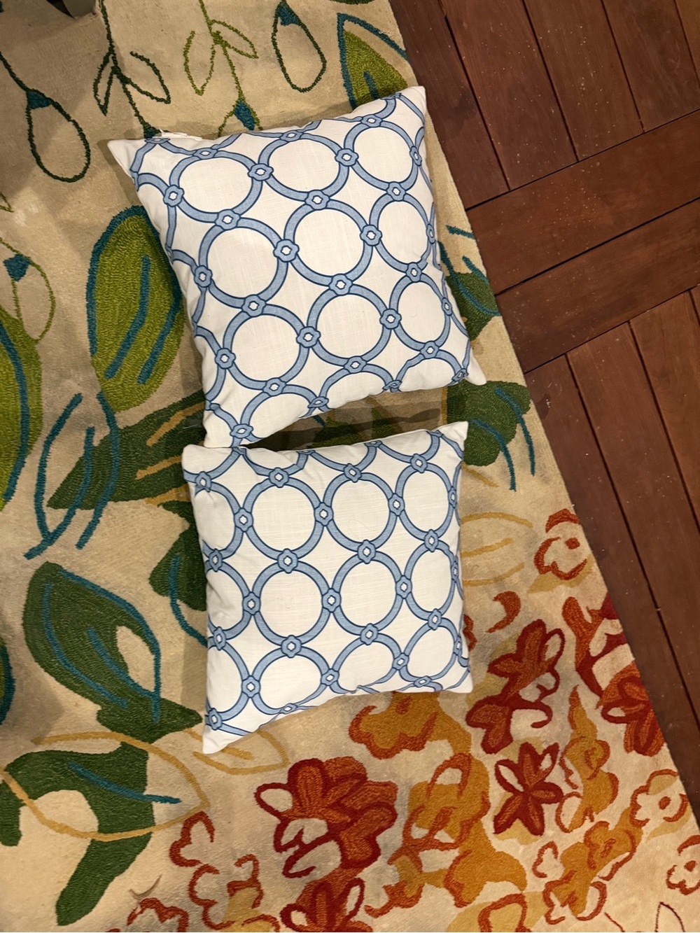 Blue and White Geometric Decorative Throw Pillow